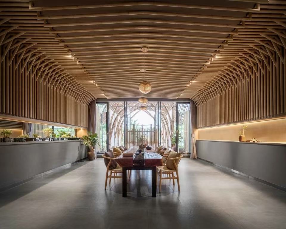 iDubuild horizontal solid bamboo flooring installed in company meeting room